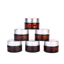 25ml Amber Eco Friendly  Empty Glass  Cosmetic Makeup Containers with lid